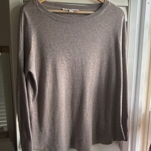 LOFT Taupe Knit Crewneck Sweater